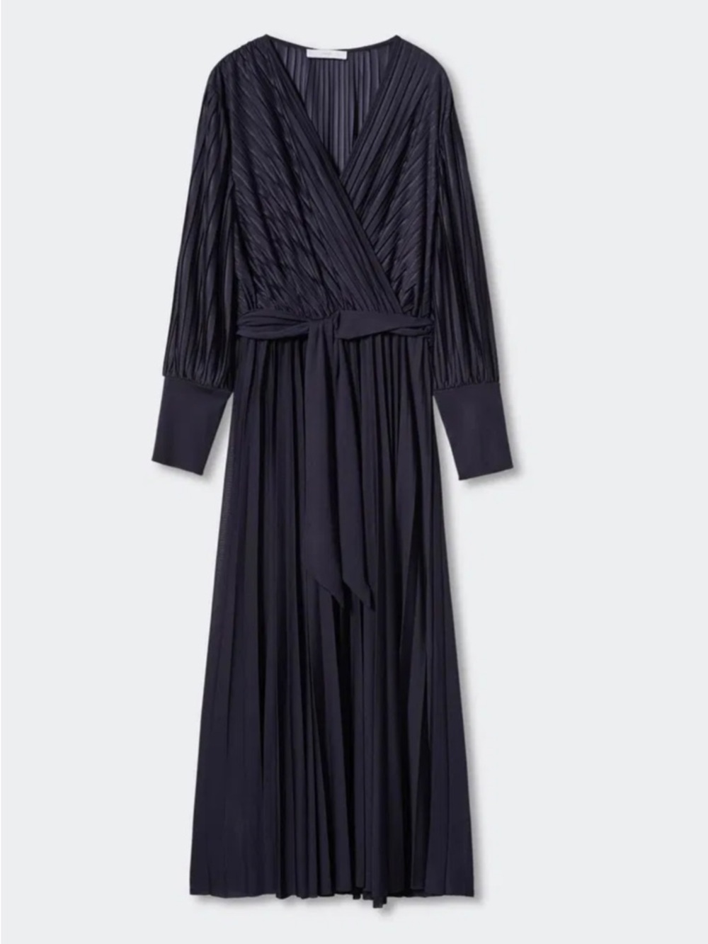 Mango Navy Pleated Wrap Maxi Dress